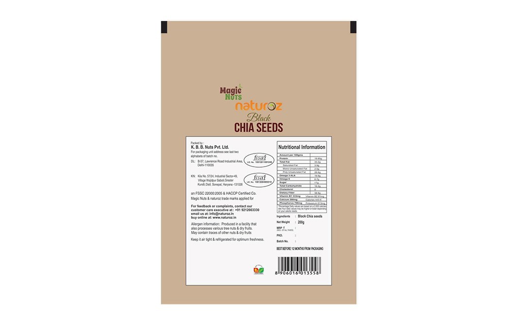 Magic Nuts Naturoz Black Chia Seeds    Pack  200 grams